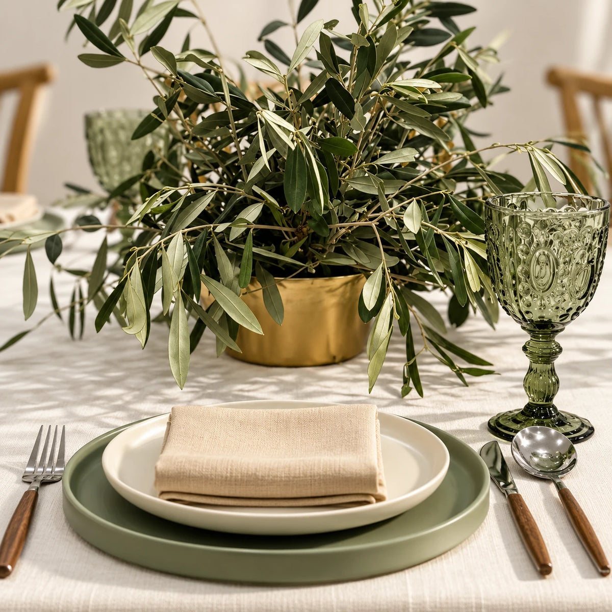 Serene Green Dinner Table Setup