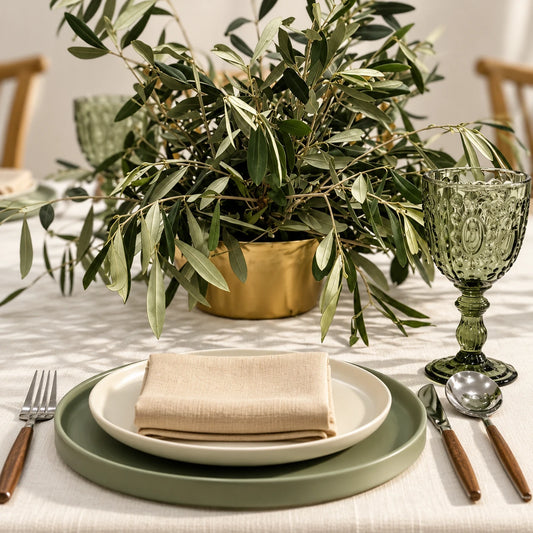 Serene Green Dinner Table Setup for rent in Dubai – alternate view