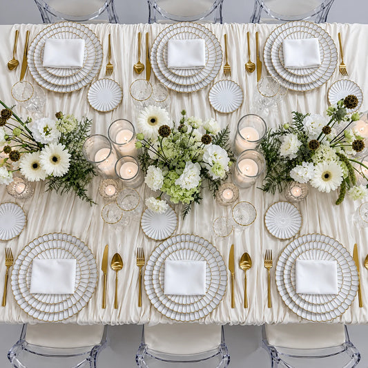 Classic Cream Dinner Table Setup for rent in Dubai – alternate view