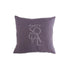 CUSHION COVER LINEN WEAVE with a logo, showcased on a purple pillow. Premium fabric, perfect for enhancing party decor and comfort.