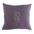 CUSHION COVER LINEN WEAVE: A purple cushion with a logo, crafted from premium linen weave fabric, offering stylish comfort for party and event settings.