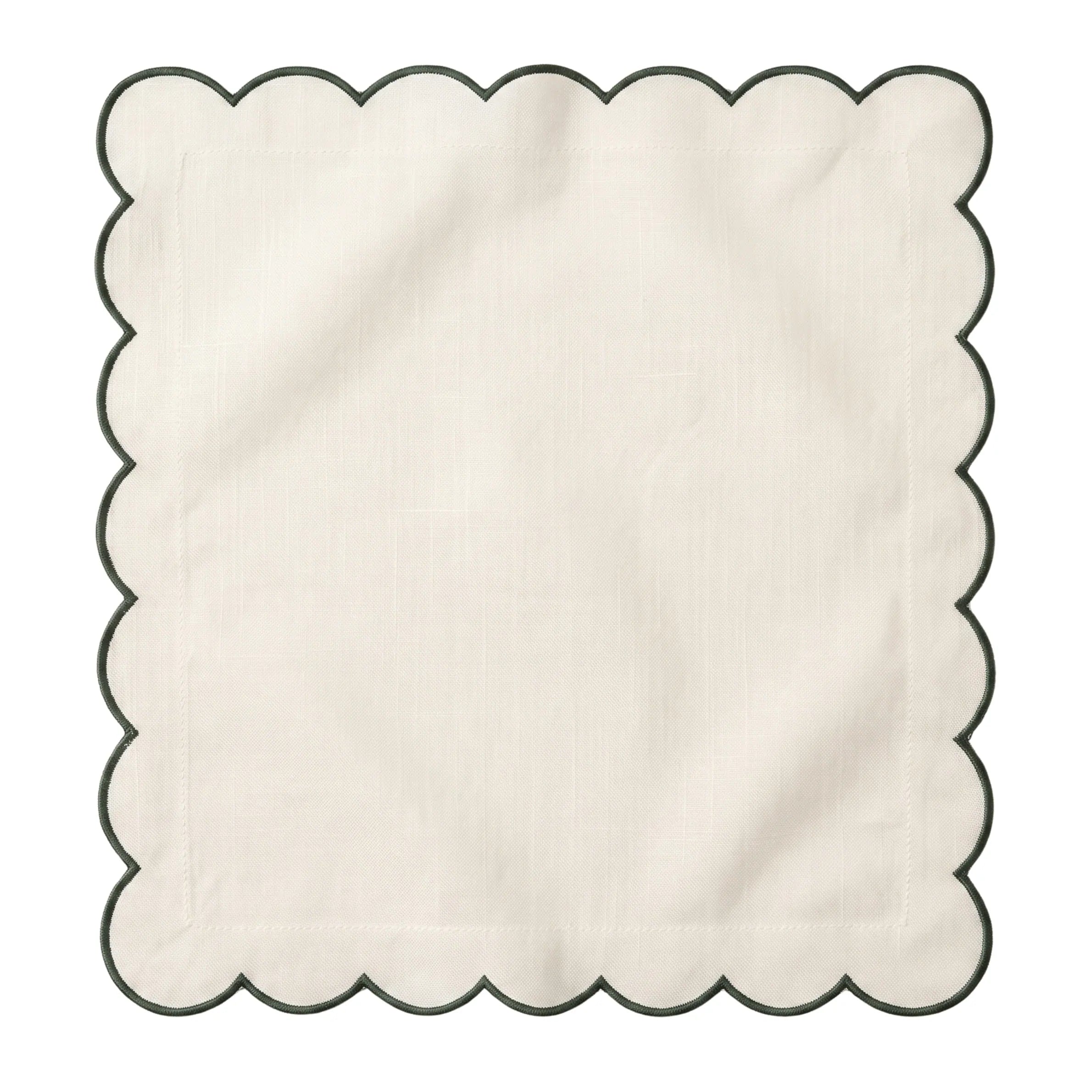 Forest Green Scalloped Napkins – Set of 4