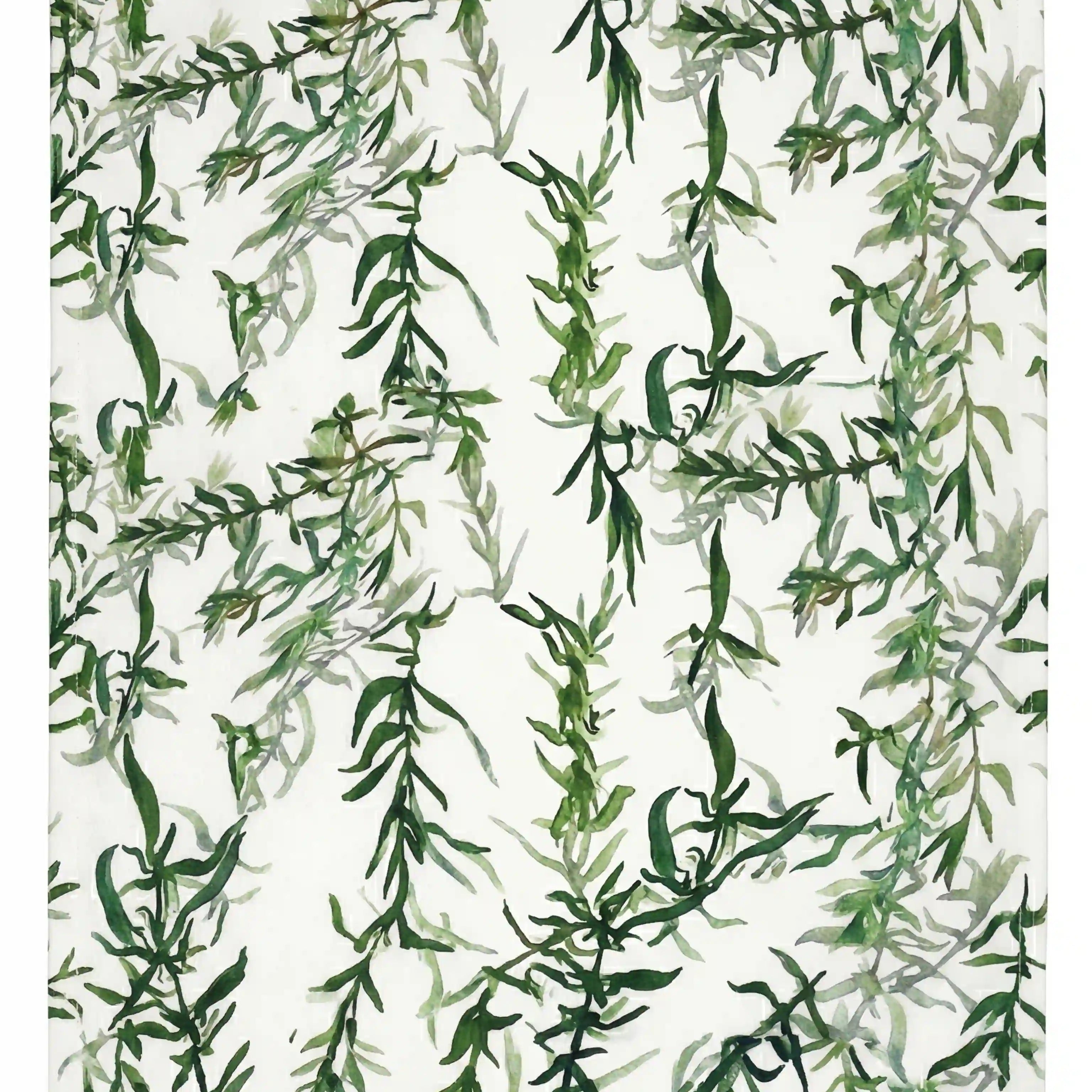 Pattern of green leaves on a white background