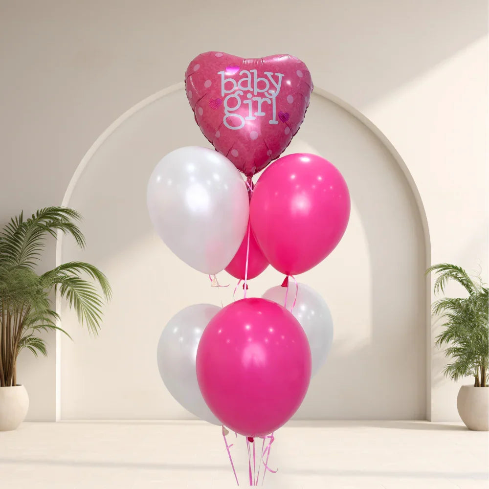 Baby Bliss Helium Balloon Bouquet, featuring premium foil balloons with baby-themed prints, ideal for baby showers, gender reveals, or newborn celebrations, adding charm to any event.