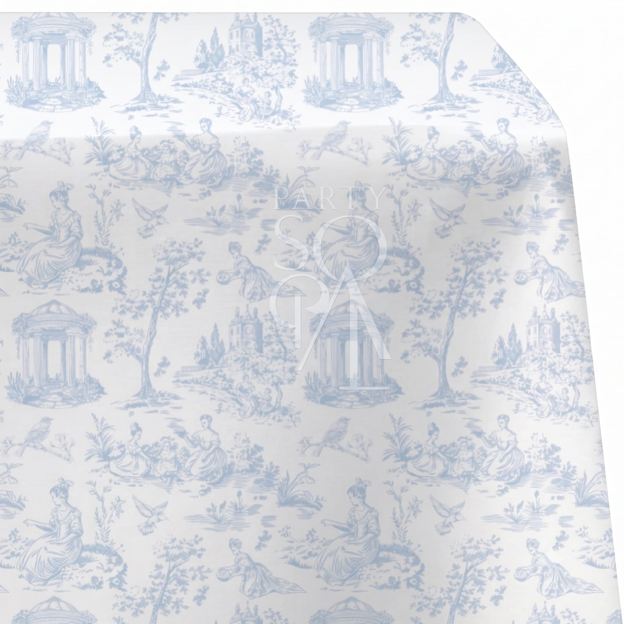Powder Blue Toile Rectangular Tablecloth
