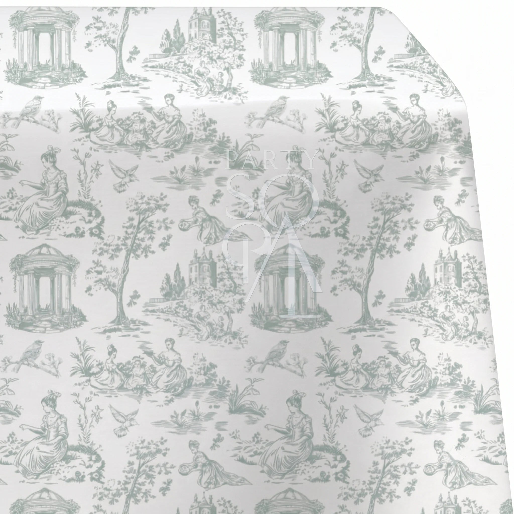 Sage Green Toile Rectangular Tablecloth
