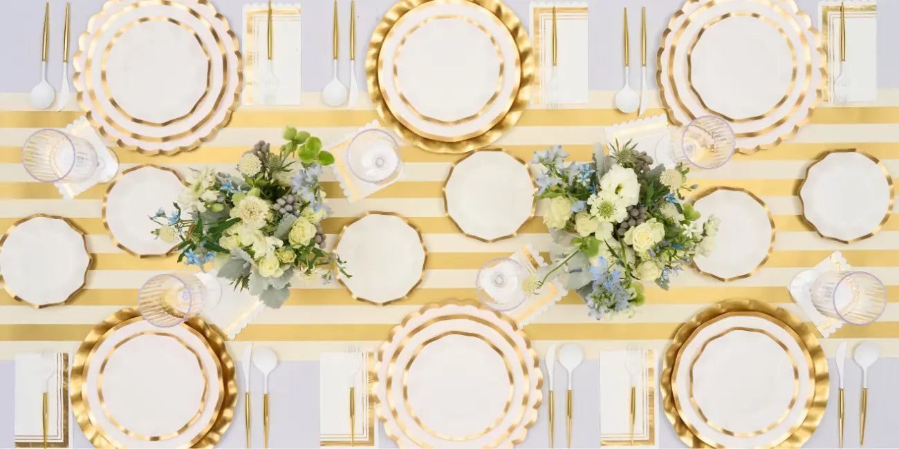 Gold and White Look of disposable partyware