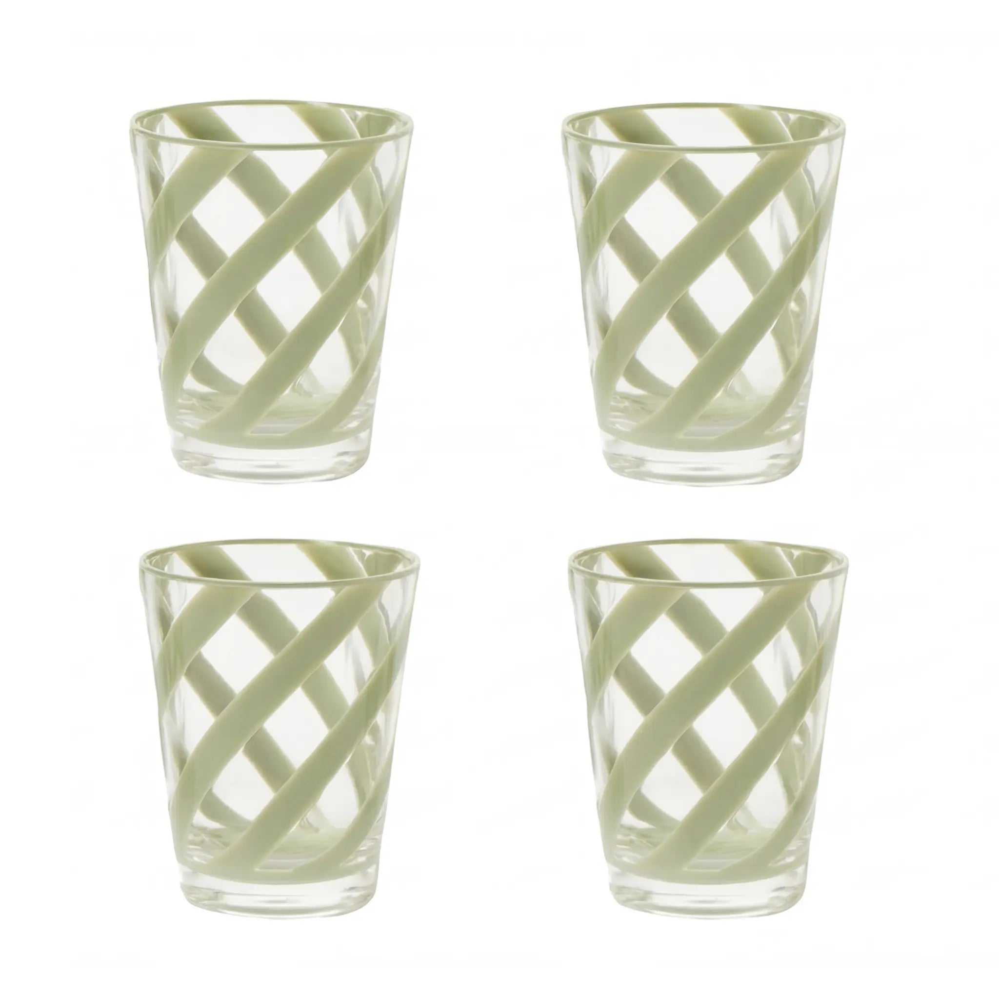 Set of four Green Spiral Colored Acrylic Glasses, featuring a stylish spiral design, ideal for parties and events by Party Social.