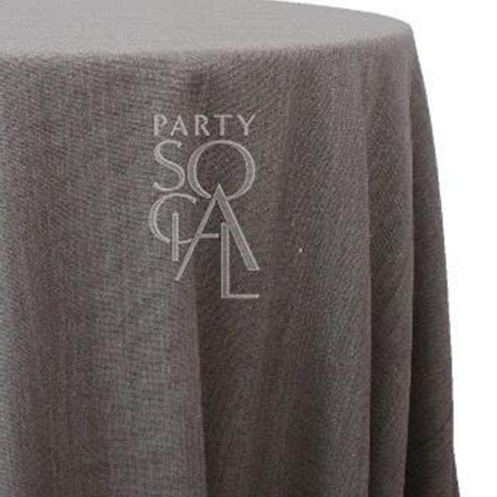 ROUND TABLECLOTH LINEN BLEND displayed on a table, highlighting the premium linen texture ideal for special occasions, from Party Social&