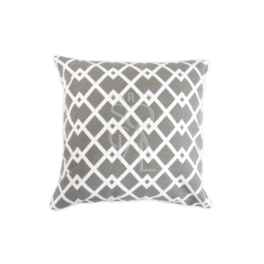 CUSHION DIAMOND PRINT: Grey throw pillow with diamond pattern, 40cm square, ideal for enhancing event decor.