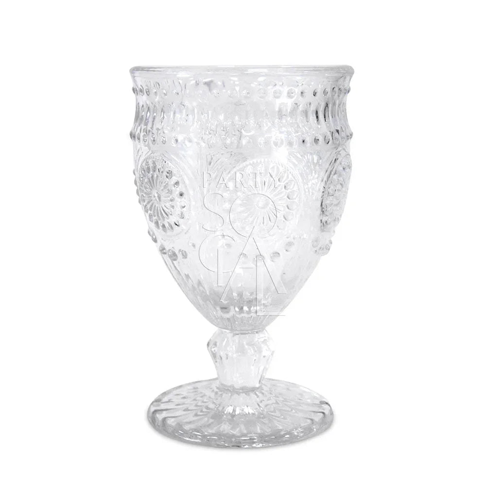 Vintage Floral Goblet with intricate design, perfect for enhancing table settings at events or dinner parties, adding elegance and color to any occasion.
