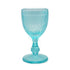 Vintage Diamond Goblets: Elegant blue glass goblet with diamond-cut design, perfect for enhancing formal or rustic table settings at events or dinner parties.