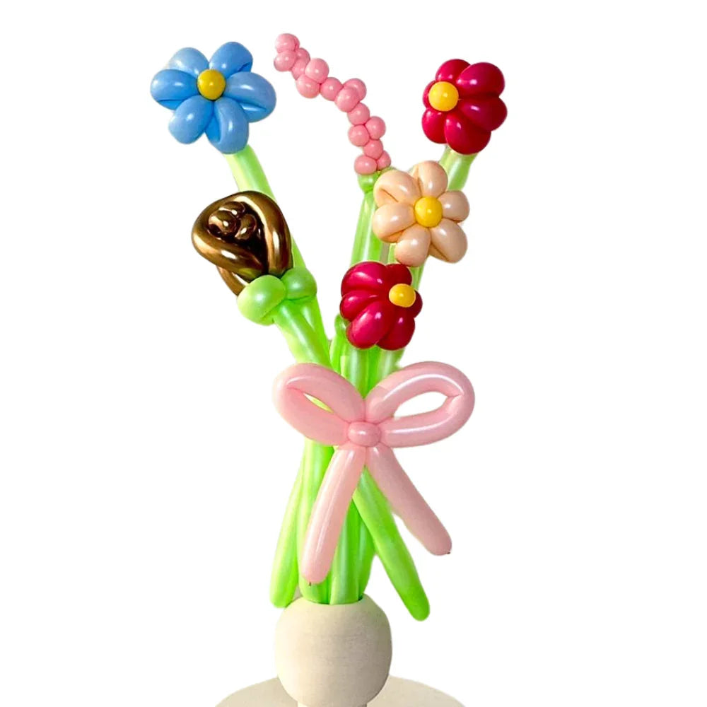 Lime Green Stemmed Flower Bunch: A unique balloon bouquet in a vase, perfect for parties and events, featuring flower-shaped balloons in a fun, playful design.