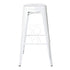 White Metal Bar Stool with square seat, ideal for corporate events and home functions, available from Party Social for rental or purchase.