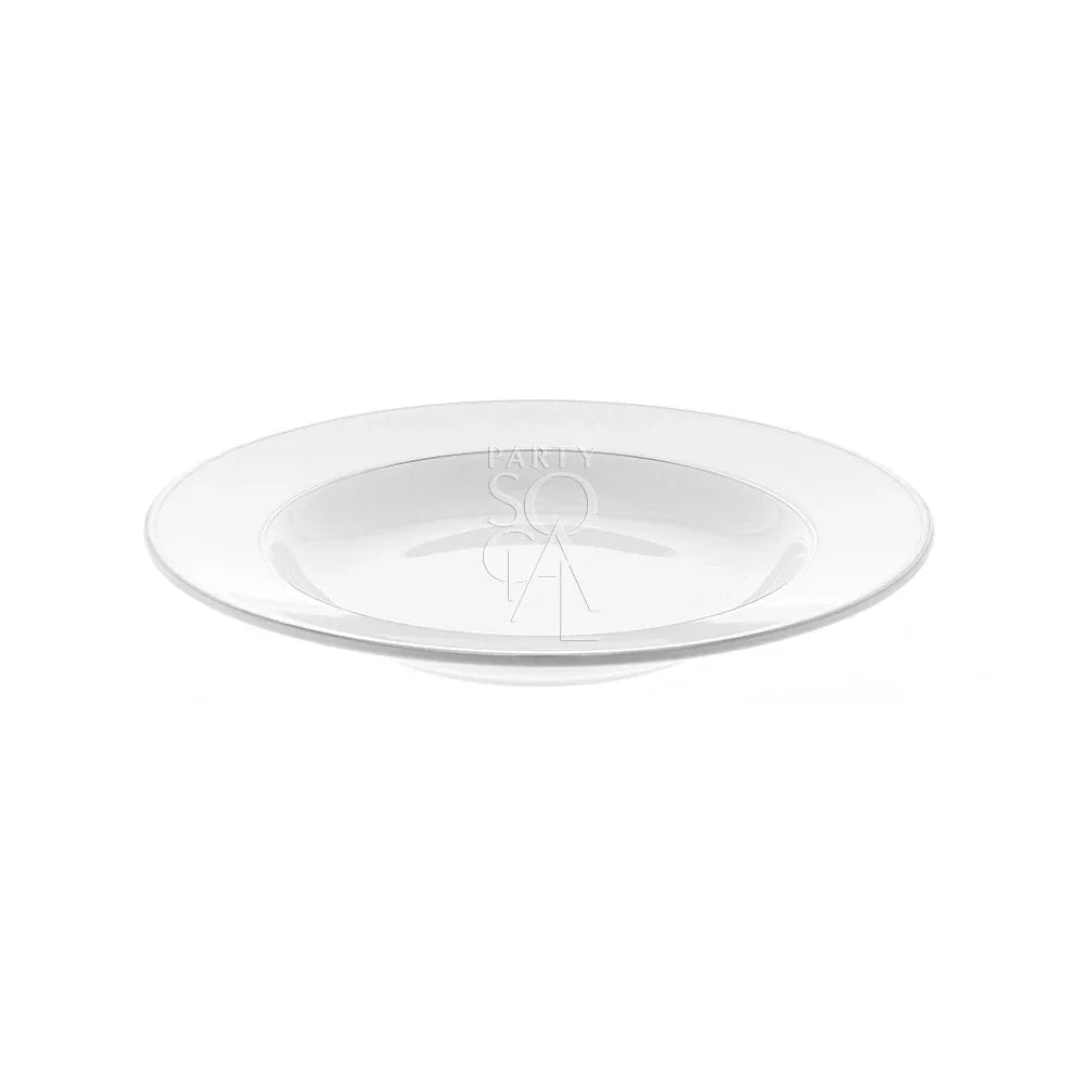 MODERN CHINA SILVER RIM PLATES on a white surface, featuring a subtle design, perfect for premium events and functions. Available in various sizes for versatile use.
