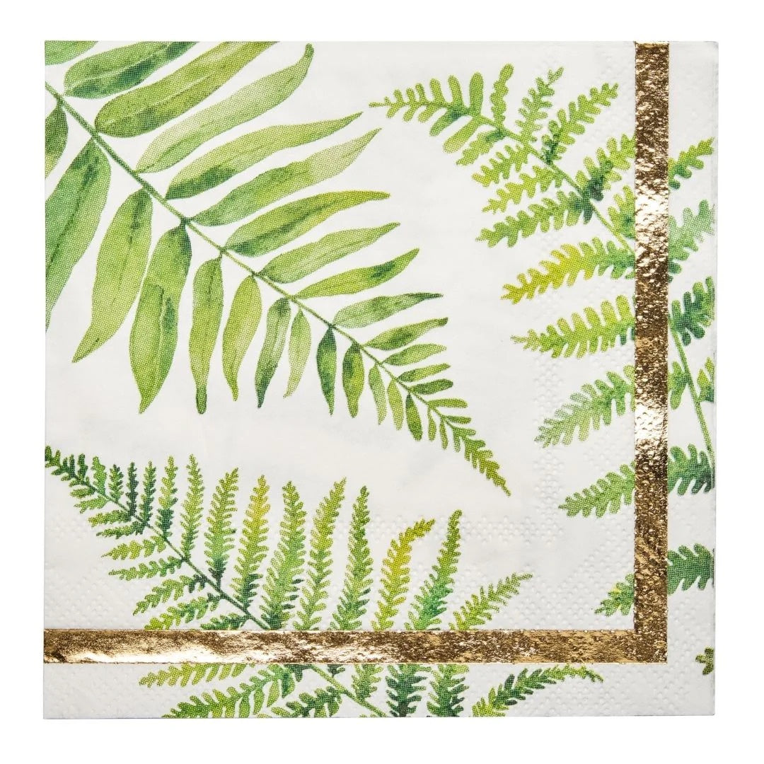 Fern &amp; Foliage Paper Cocktail Napkins - 20 Per Package, ideal for parties. Elevate your table setting with these elegant napkins. Perfectly complements Party Social&
