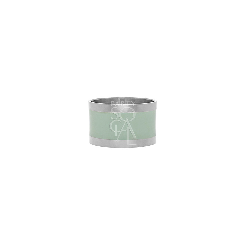 NAPKIN RING - SILVER & AQUA ROUND: A simple round napkin ring designed for versatile table settings, perfect for enhancing any event&