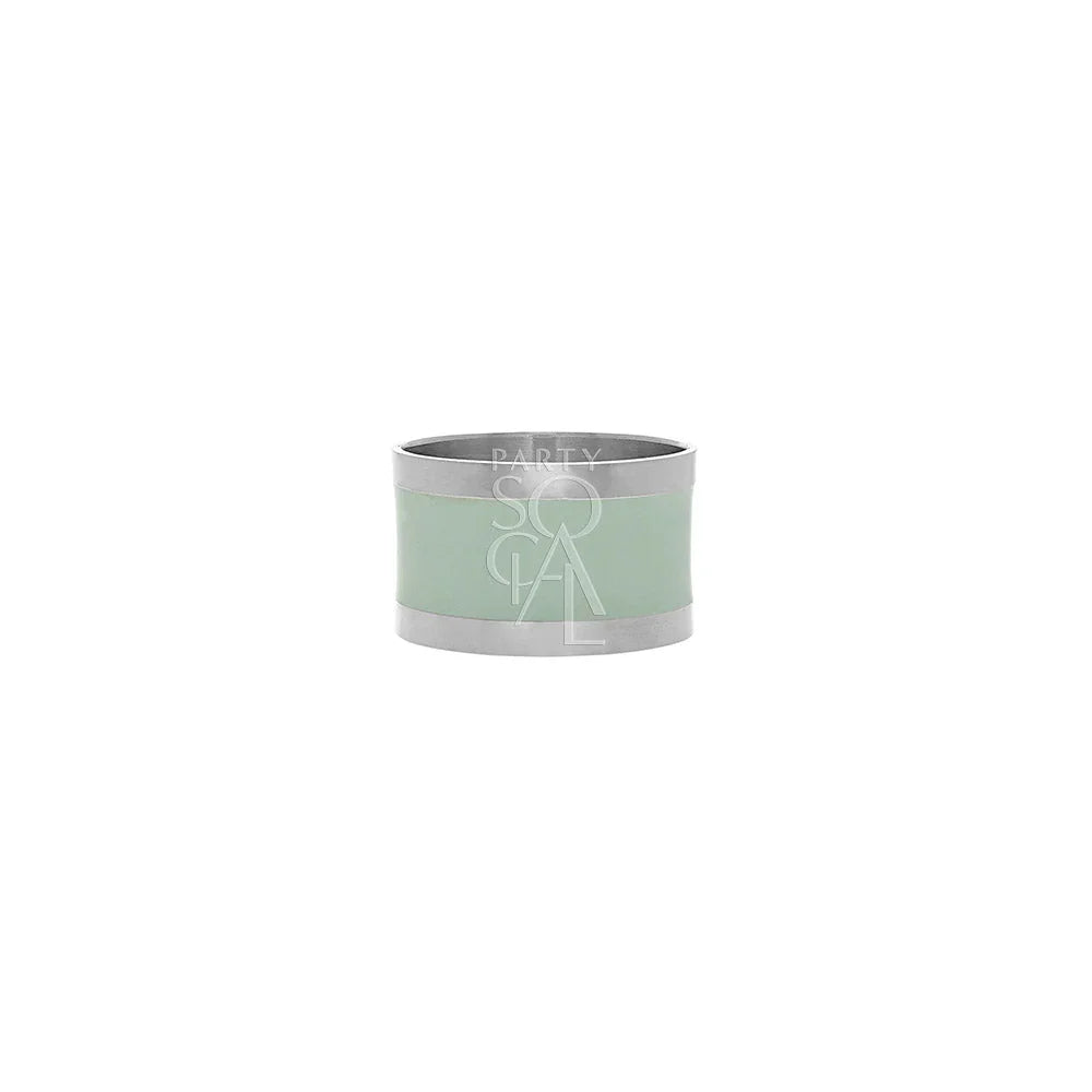 NAPKIN RING - SILVER & AQUA ROUND: A simple round napkin ring designed for versatile table settings, perfect for enhancing any event&