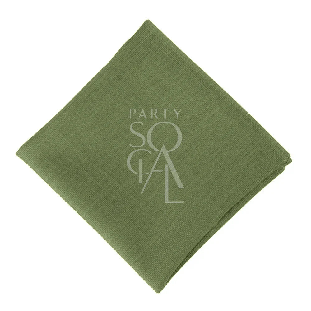 NAPKIN COTTON LINEN with a logo, showcasing a premium green napkin perfect for events, available for customization at Party Social.