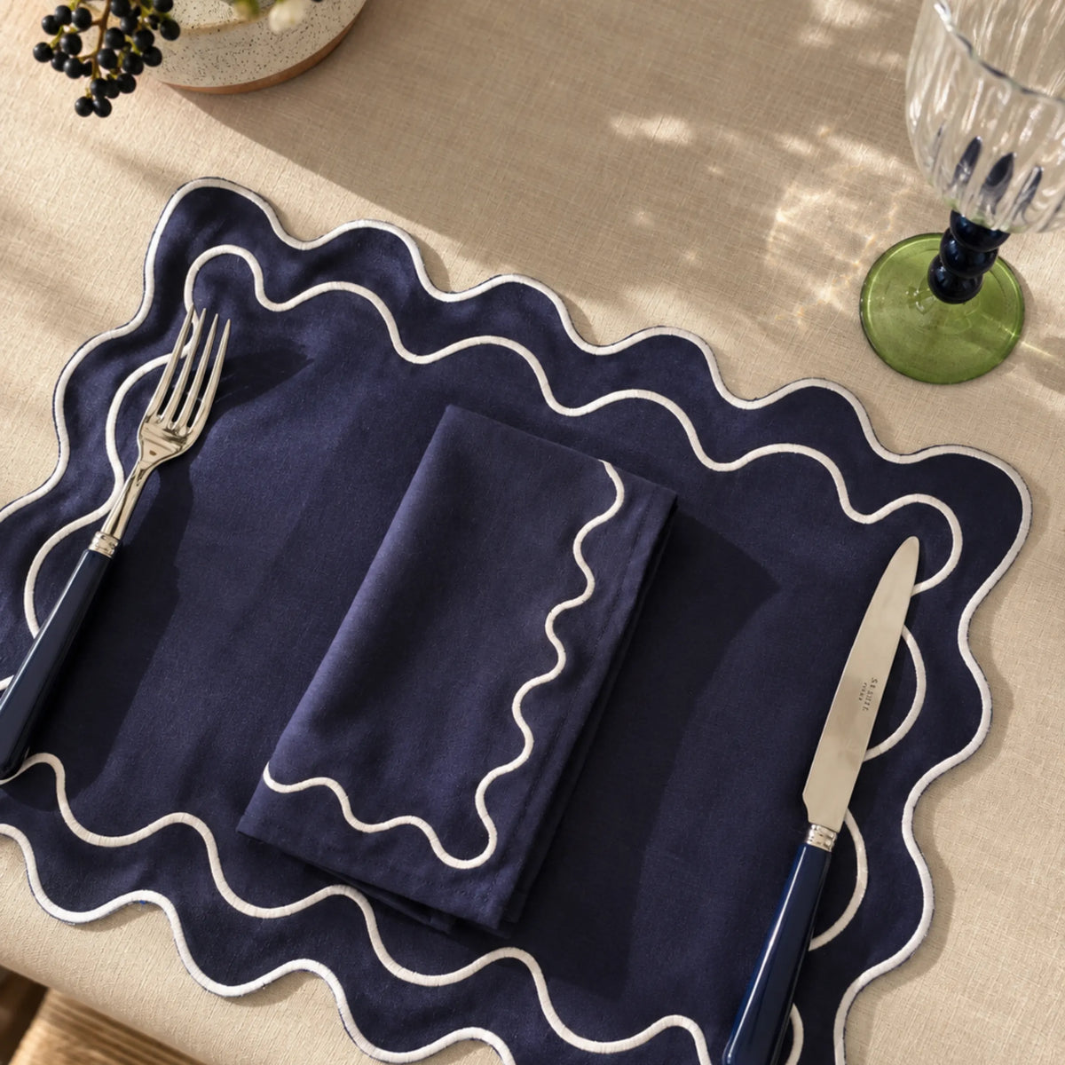 NavyBlueWavyNapkins with matching placemats