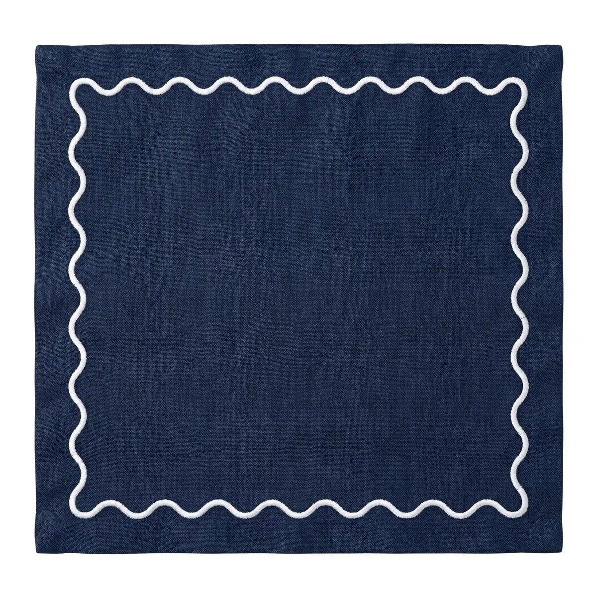 Navy Blue Wavy Napkins - Set of 4