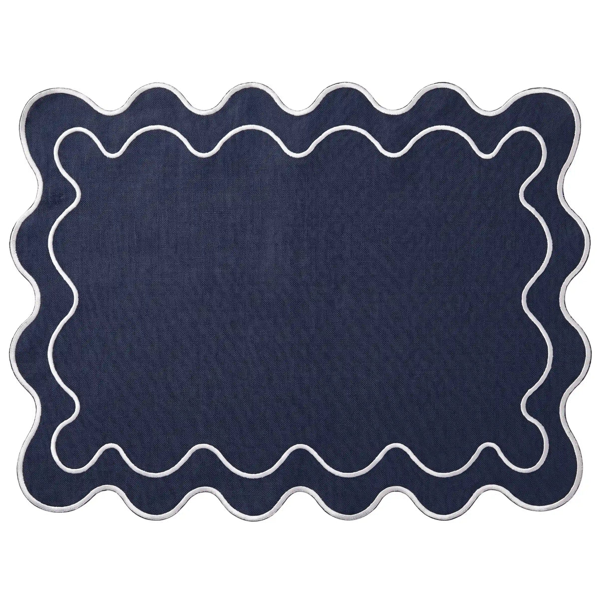 Navy Blue Wavy Placemat - Set of 4
