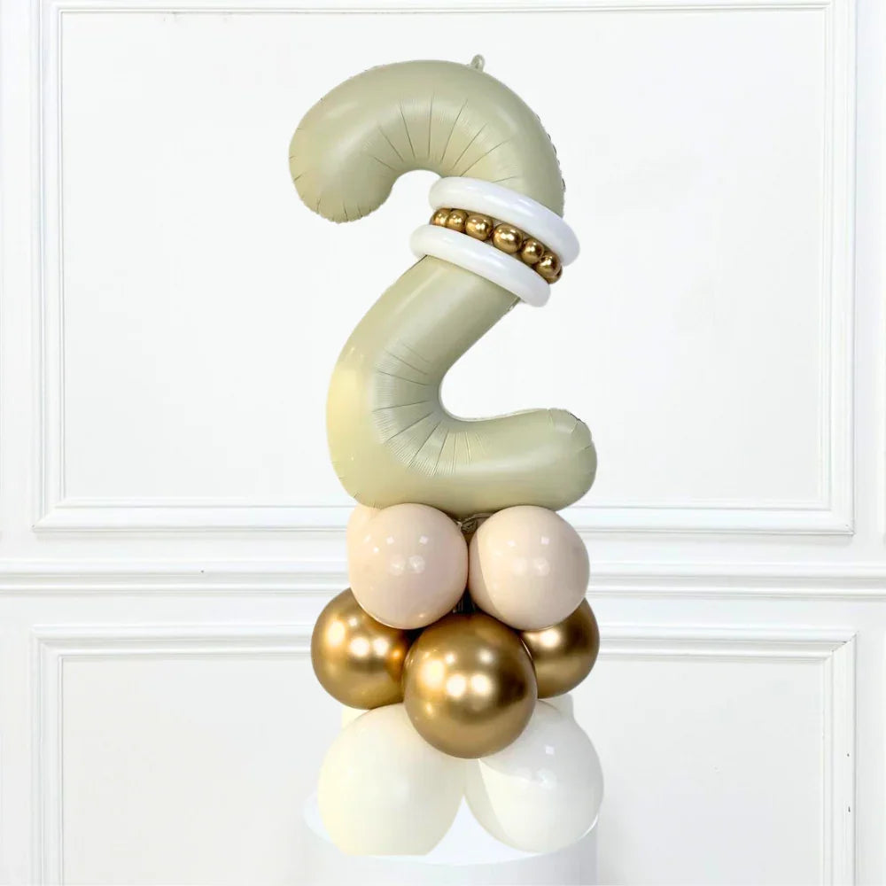 Single Foil Number Balloon Stack featuring a number two balloon on a pedestal, ideal for party decor, from Party Social.