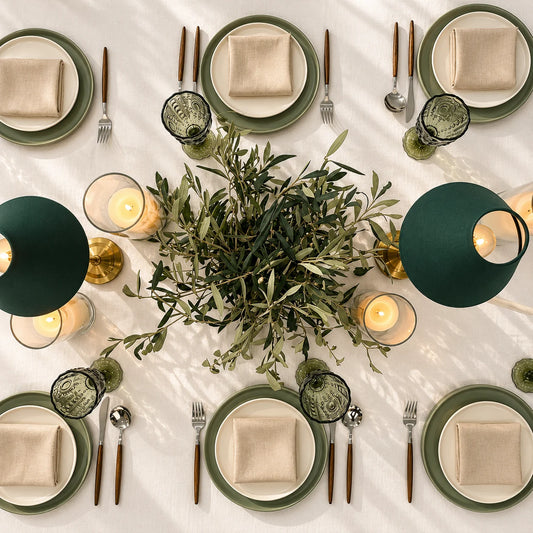 Serene Green Dinner Table Setup for rent in Dubai – alternate view