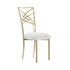 Chameleon Dining Chair with a white cushion and gold frame, ideal for elegant events, available through Party Social&