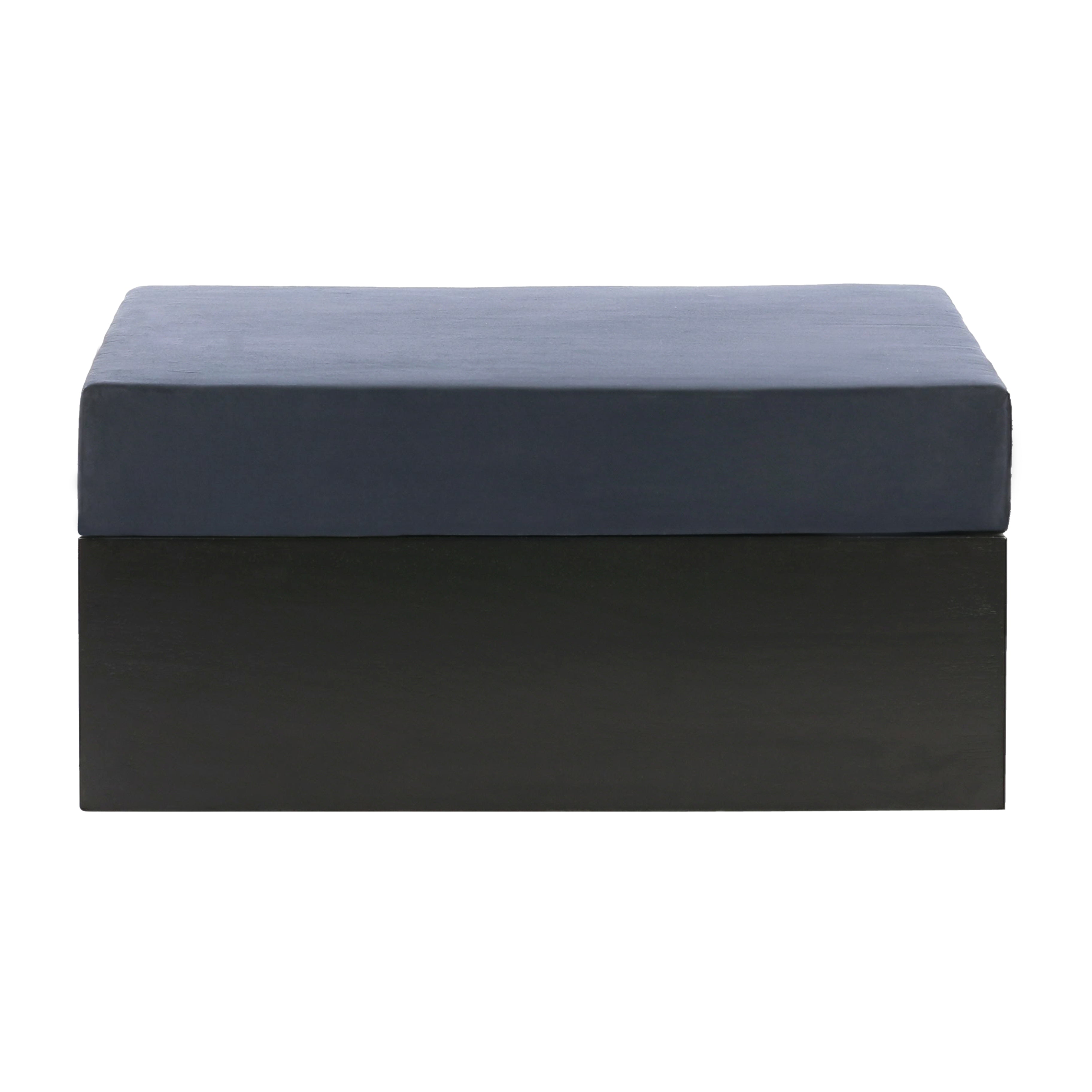 SOFA ISLAND: Modern seating piece with a sleek, black and grey box design, ideal for event lounges. Dimensions: 100cm x 100cm x 45cm.