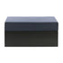 SOFA ISLAND: Modern seating piece with a sleek, black and grey box design, ideal for event lounges. Dimensions: 100cm x 100cm x 45cm.