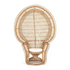 Peacock Chair: Wicker chair with white cushion, crafted from cane material, ideal for weddings and outdoor functions, offering a vintage aesthetic.