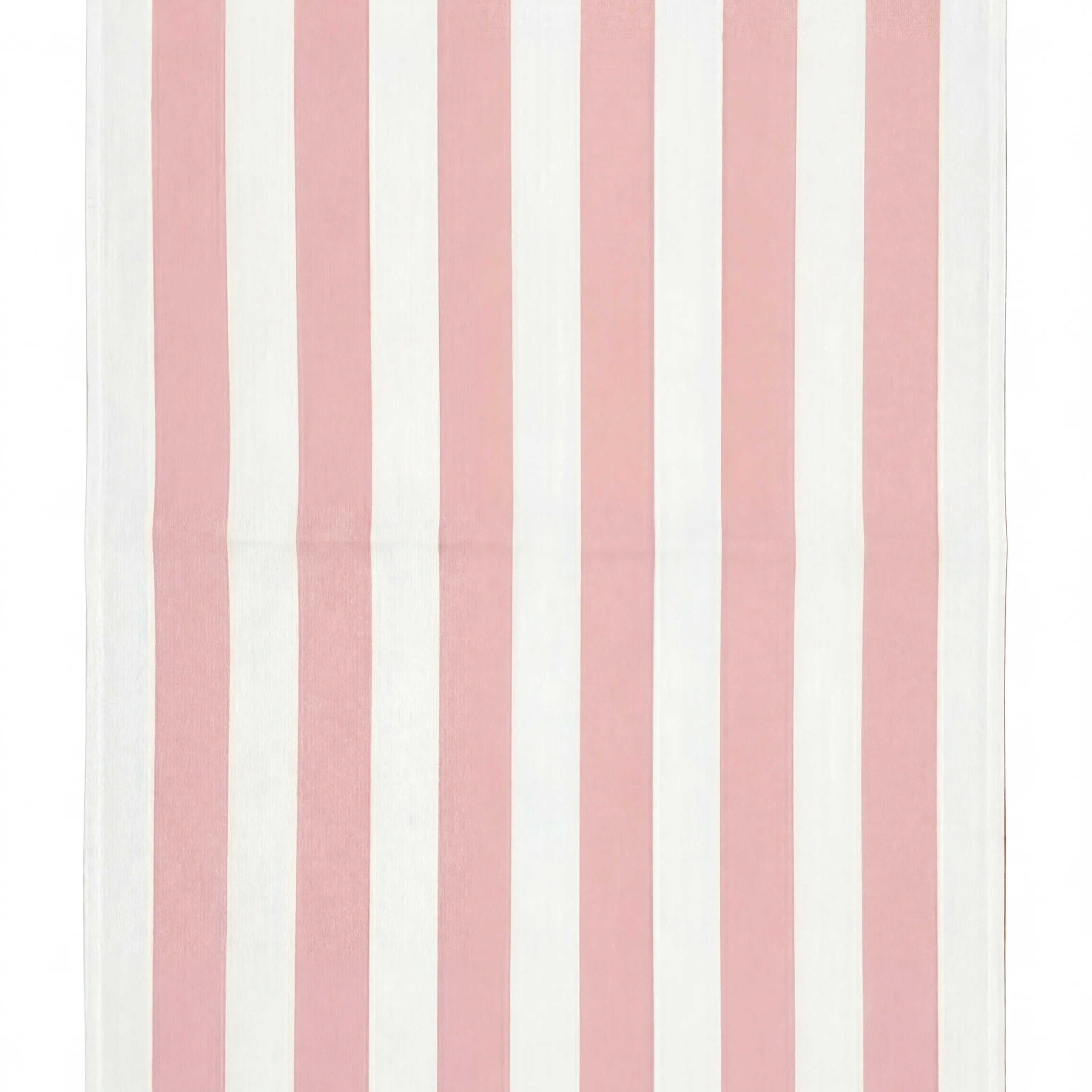 Tablecloth with pink and white vertical stripes on a white background
