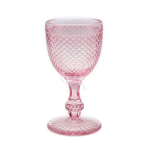 Vintage Diamond Goblets with intricate diamond-cut design, ideal for elegant table settings at events or dinner parties, enhancing any occasion with a touch of sophistication.