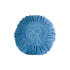 Round velvet cushion cover with pleated texture, featuring a subtle logo, perfect for adding elegance to luxury events.