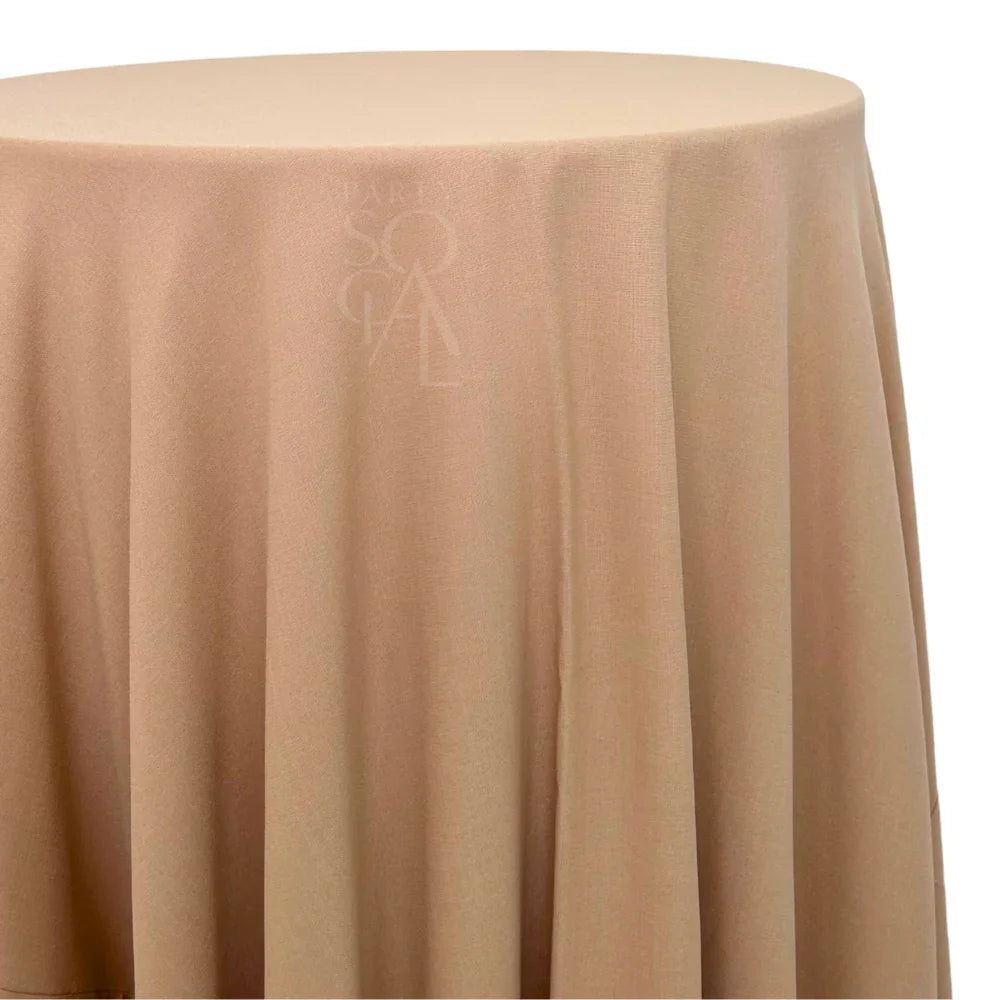 ROUND TABLECLOTH COTTON LINEN displayed, ideal for special occasions. Made from premium cotton linen, offering versatile color options for any event setting.