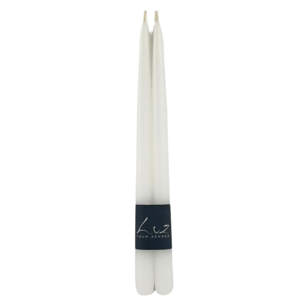Tapered Smokeless Candles, 30cm, set of 2. Elegant, dripless candles artisanly made in Belgium, perfect for adding a warm ambience to any event.