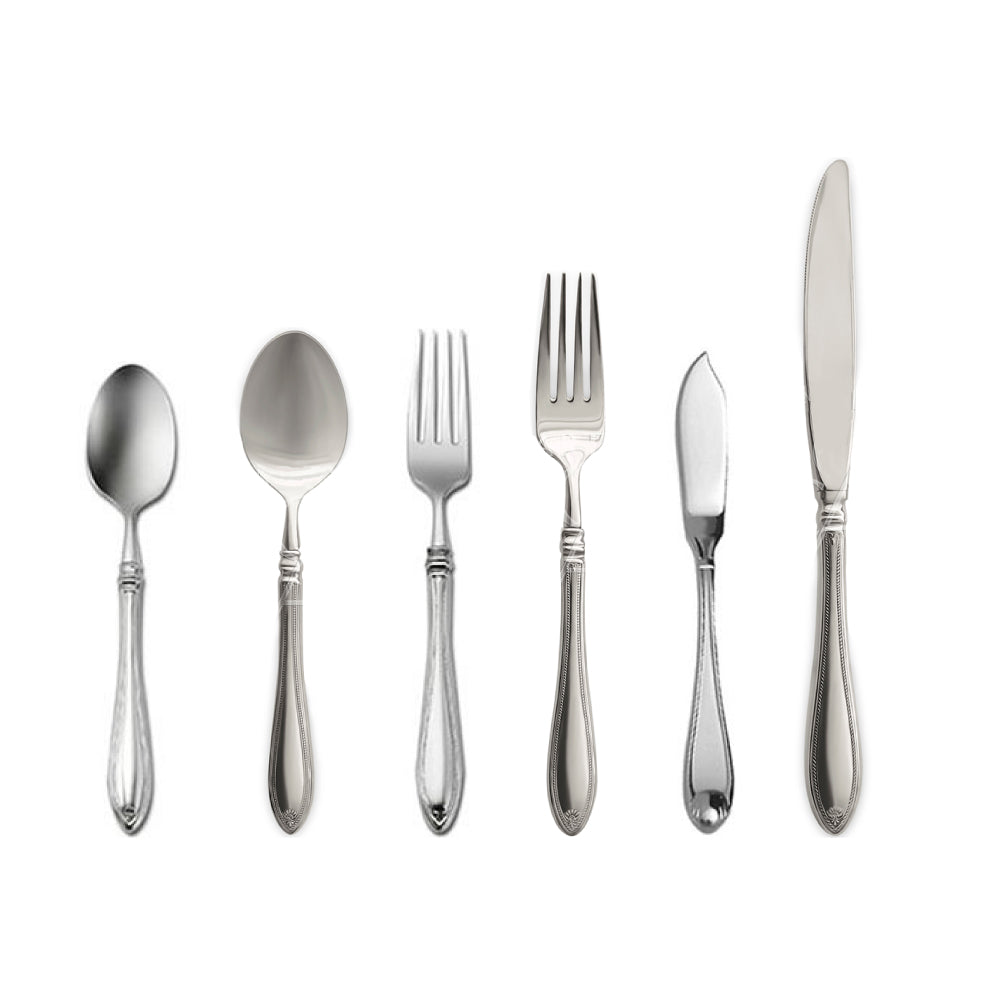 CUTLERY SHERATON: A row of elegant Oneida Sheraton silverware including a fork, spoon, and knife, ideal for enhancing any event&