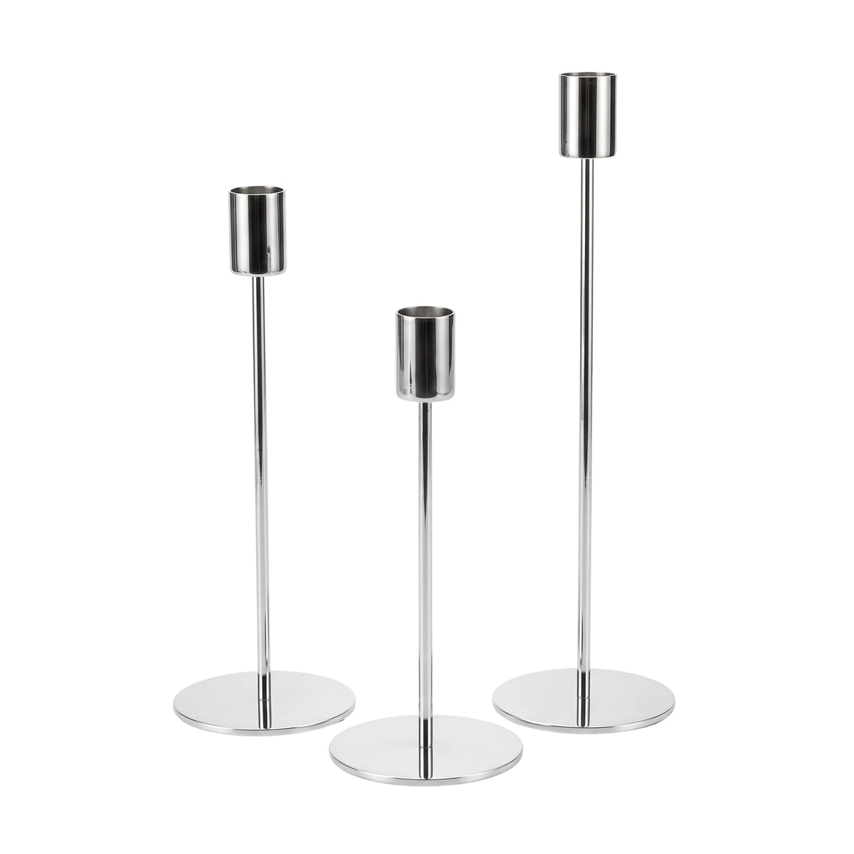 Silver Slim Candle Holder Set of 3