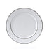Modern China Silver Rim Plate, a circular dishware piece perfect for premium events, available in various sizes for weddings and special occasions.