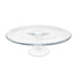 CAKE STAND - CLEAR SIMPLE GLASS: Elegant, round glass cake stand, ideal for showcasing cakes or as a centerpiece for events. Dimensions: 11cm H x 32cm Dia.