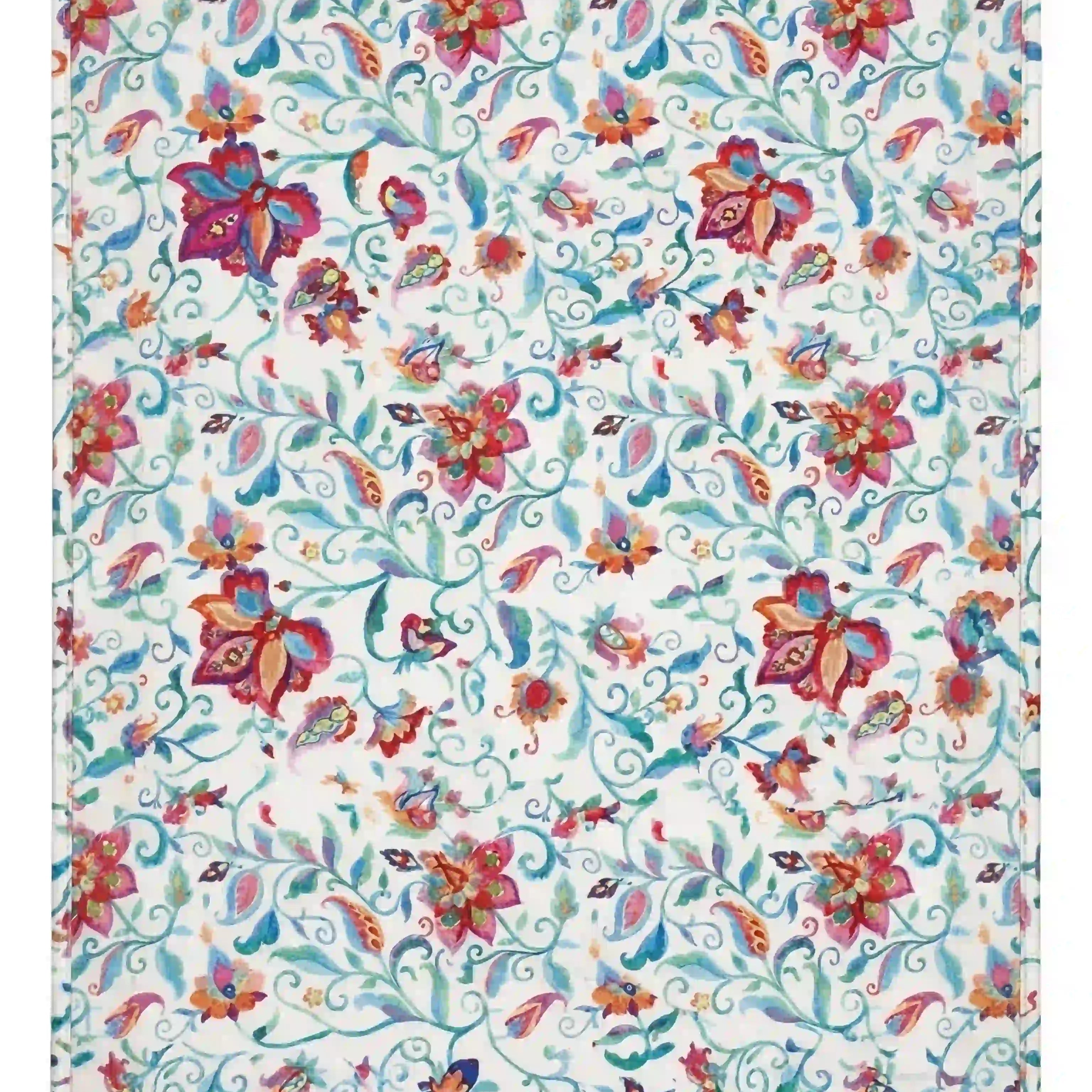 Summer Florals Polyester Linen Tablecloth features a vibrant watercolor-style floral pattern, perfect for elevating your dining experience with a premium, reusable design.