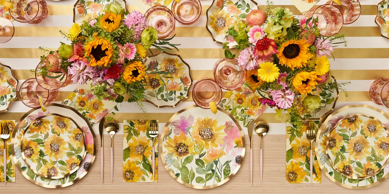 Sunflower Theme Partyware- Disposable Plates and Cutleries