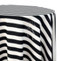 SMALL STRIPES ROUND TABLECLOTH featuring black and white stripes adds a premium touch to dining setups, ideal for events and parties by Party Social.