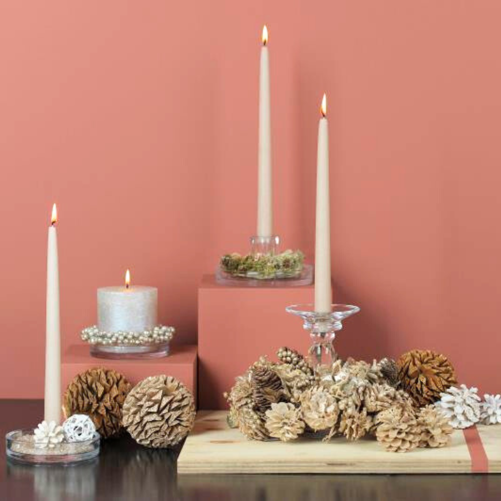 Tapered Smokeless Candles, 40cm, artisan-made in Belgium. Set of 2 elegant tall candles for warm ambience. Perfect for weddings, parties, and special events.