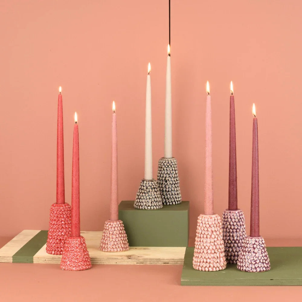 Tapered Smokeless Candles, 40cm, artisan-made in Belgium. Elevate any event with these elegant tall candles. Perfect for weddings, dinners, and special occasions. Sold in sets of 2.