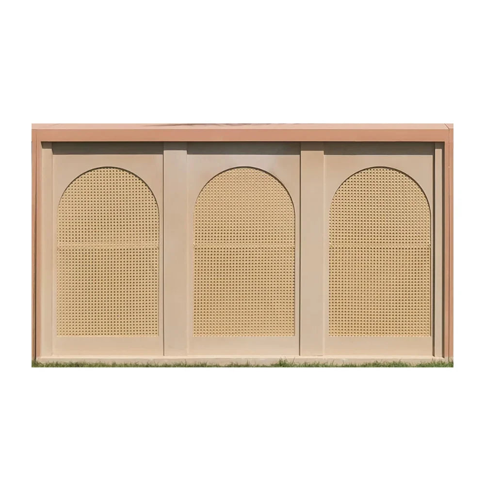 Wooden Rattan Bar Unit rental, featuring a quality wood finish, ideal for adding elegance and functionality to any event setting.