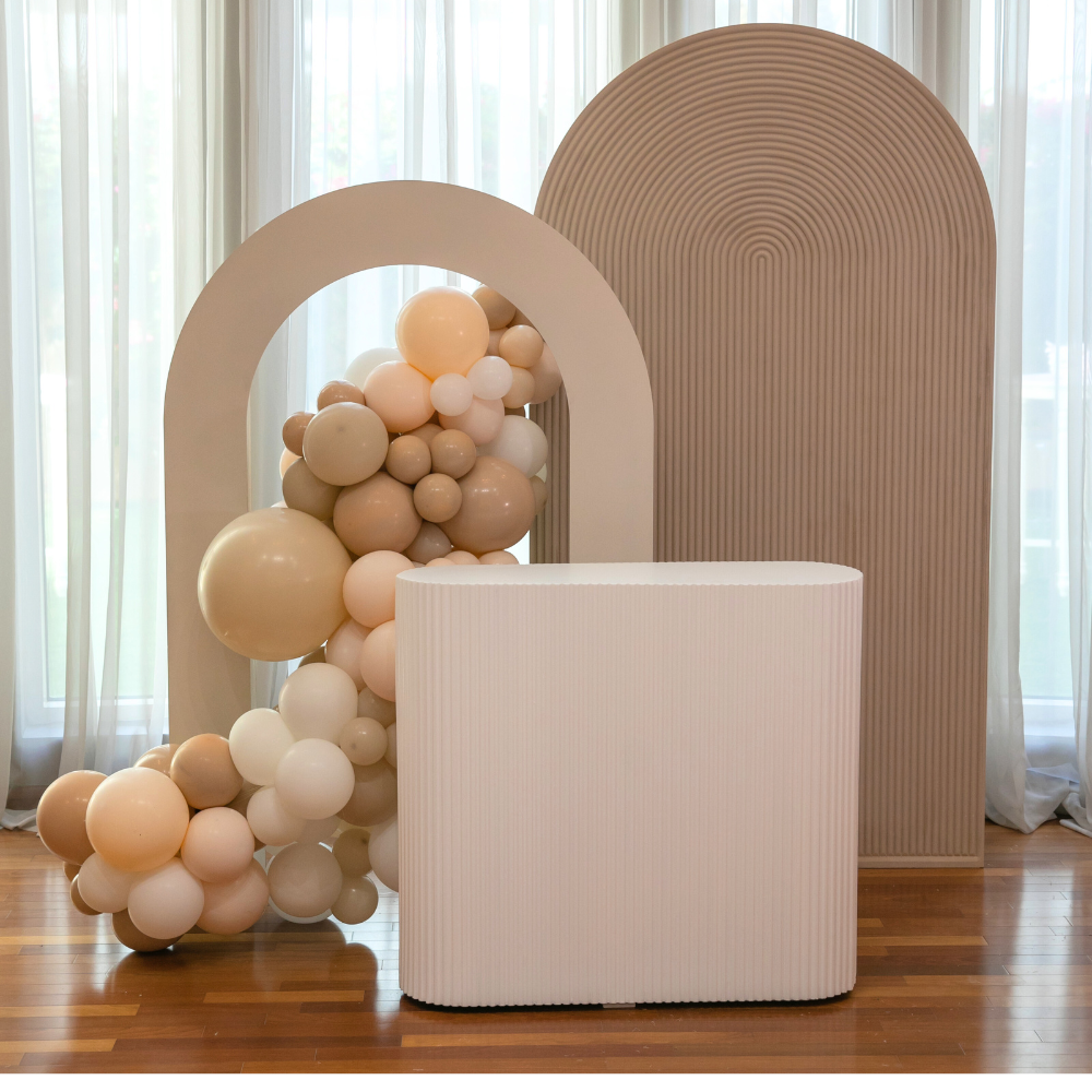 Boho & Woods Backdrop with balloons in an indoor setting, perfect for enhancing party décor and creating a memorable ambiance.