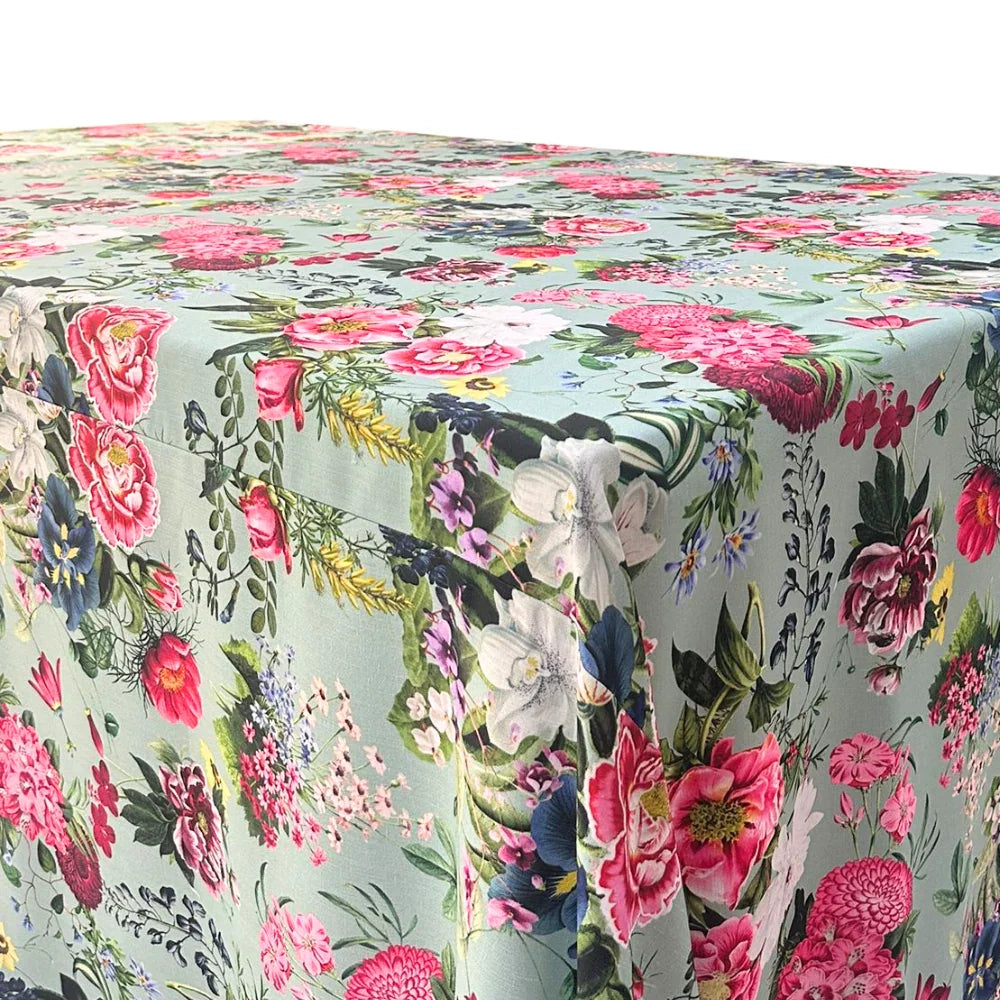 Pink Peonies Rectangular Tablecloth featuring a floral print, adding elegance to your dining setup, ideal for party and event settings.