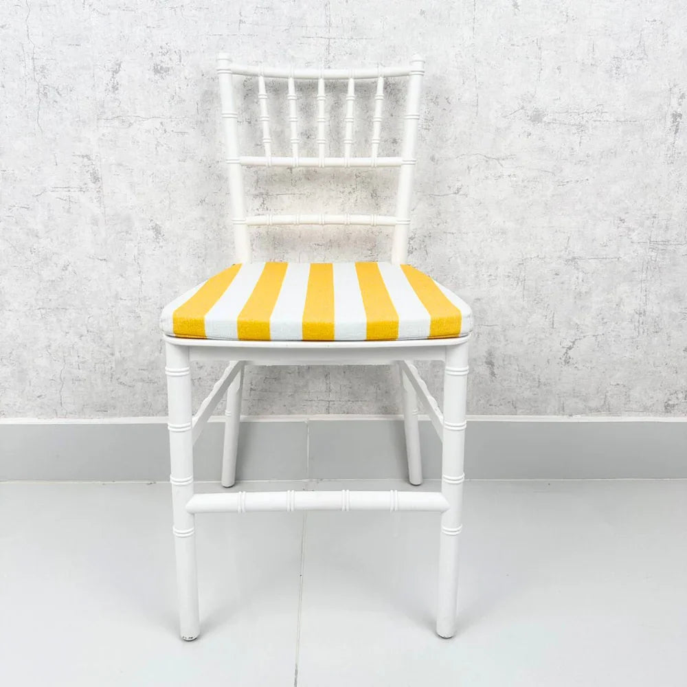 Mini Chiavari Chair with yellow striped cushion, ideal for children&